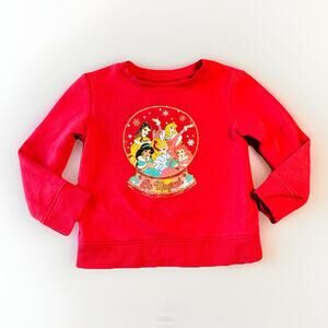 Disney Princess Toddler Red Christmas Festive Crewneck Glitter Sparkle Magical